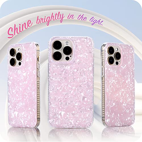 Lonli - For Iphone 14 Pro Max - Translucent Pink Pearl Tort Phone Case For Women - Just In Case Series #TOP2
