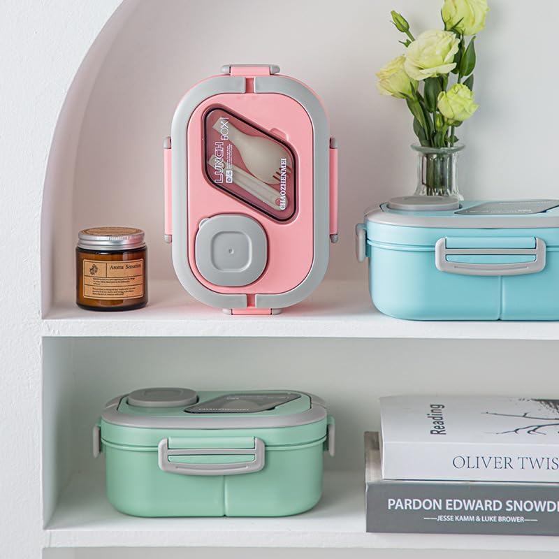 Miniatura 6 de Lonchera Bento para adultos, contenedor de ensalada grande de 43 onzas, bandeja estilo bento, recipiente de salsa de 3 onzas para aderezos y tenedor