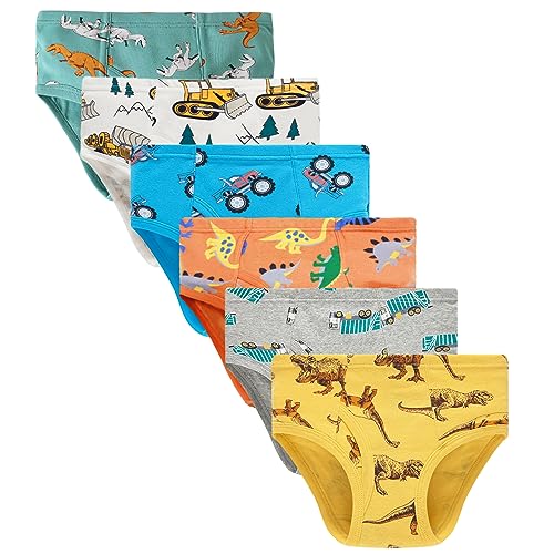 Boboking Boys Car And Dino Kids Panties Cotton Boxer Brief Soft Underwear Mixed color 4t