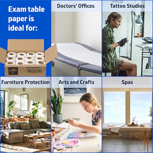 Image of Medline Medical Exam White Crepe Table Paper, 20 inch x 125' and Durable for Healthcare Needs, Case of 12 Rolls