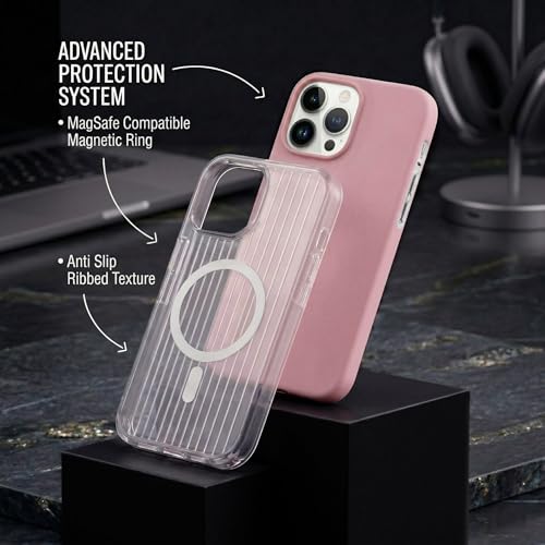 Image of amazon basics Streak Magnetic Protective Cover Compatible with iPhone 15 Pro | MagSafe | Camera & Body Protection|Anti Shock,Scratch Resistant|Precise Cutouts Modern Design|Wireless Charging - Pink