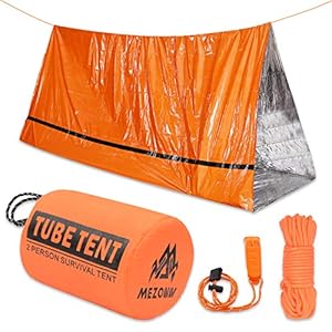 Emergency Tent with Survival Whistle & Paracord – Ultralight 2 Person Tube Tent Waterproof Survival Shelter – Use as Emergency Blankets Survival Tent, Survival Gear for Outdoor, Hiking, Camping