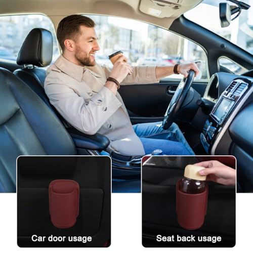 Image of STHIRA PU Car Cup Holder for Car Front Seat Sleeve Clamp-On Door Bottle Drink Holder Back Clip Portable Storage Organizer Water Bottles Cups Small Trash Bin Accessory
