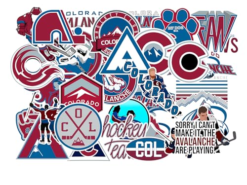 35 PCS Colorado American Avalanche Hockey Stickers for Water Bottle, Laptop, Bicycle, Computer, Motorcycle, Travel Case, Car Decal Decoration Sticker