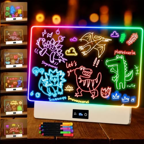 16“ Rechargeable LED Drawing Board Kids Birthday Gift 7 Colors Light Beige