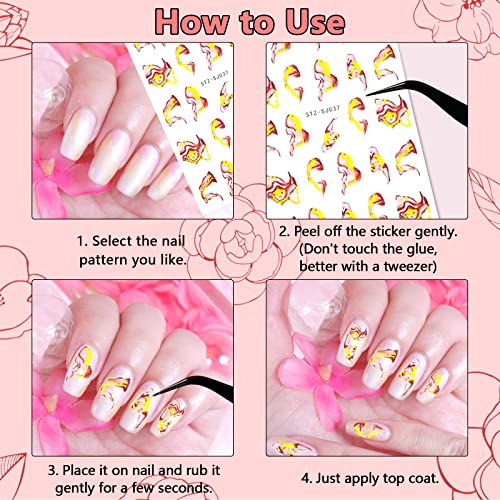 RUIJIE Adesivi Unghie Oro Linea Astratta, 12 Fogli...