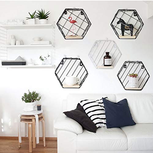 Suporte de prateleira hexagonal para parede de metal para pendurar na parede, prateleira hexagonal,