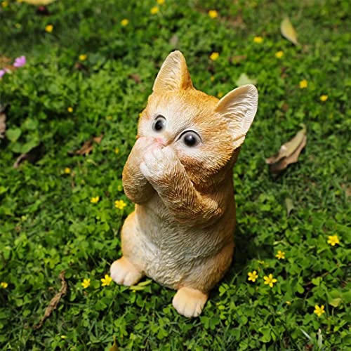 Cat Sculpture Statue For Garden Figurine, Outdoor Cat Lawn Ornament, Orange Tabby Statue & Sculpture For Lawn, Patio Decorative, Kitten Yard Decor, Resin Cat Statue #TOP5