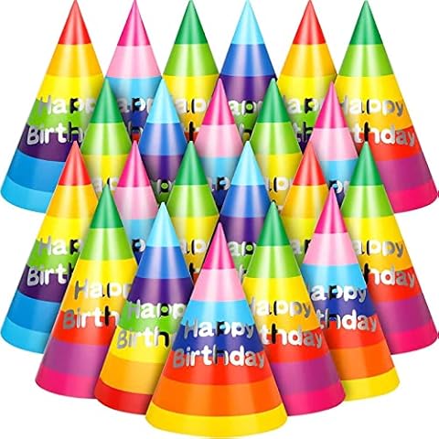 SouiWuzi 60 Rainbow Birthday Party Hats Cover