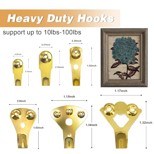 Image of 130PCS Heavy Duty Picture Hanging Kit 10-100lbs Picture Hangers Hooks for Hanging Hardware, Plaster Walls, Clock, Mirror, Painting Hooks DD001