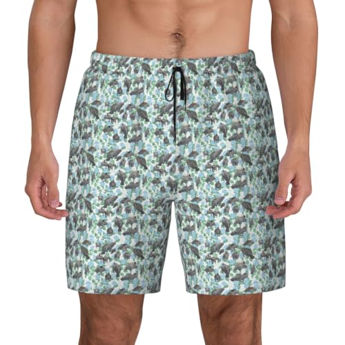 Short de bain pour homme imprimé lapins et lamantins maillot léger respirant
