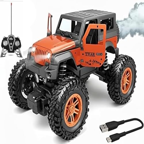 Image of Braintastic Model Diecast Car Toy Vehicle Pull Back Friction Car with Openable Doors Light & Music Toys for Kids Age 3+ Years (Off Road Orange)