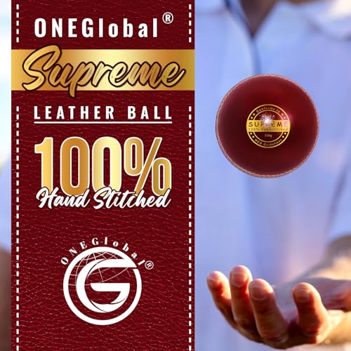 ONEGlobal Supreme Genuine Leather Cricket Ball | 4-Piece Handstitched Cricket Balls | Match Quality Hard Cricket Balls (Seniors 5.5oz, Juniors 4.75oz, Womens 5oz) - Image 3