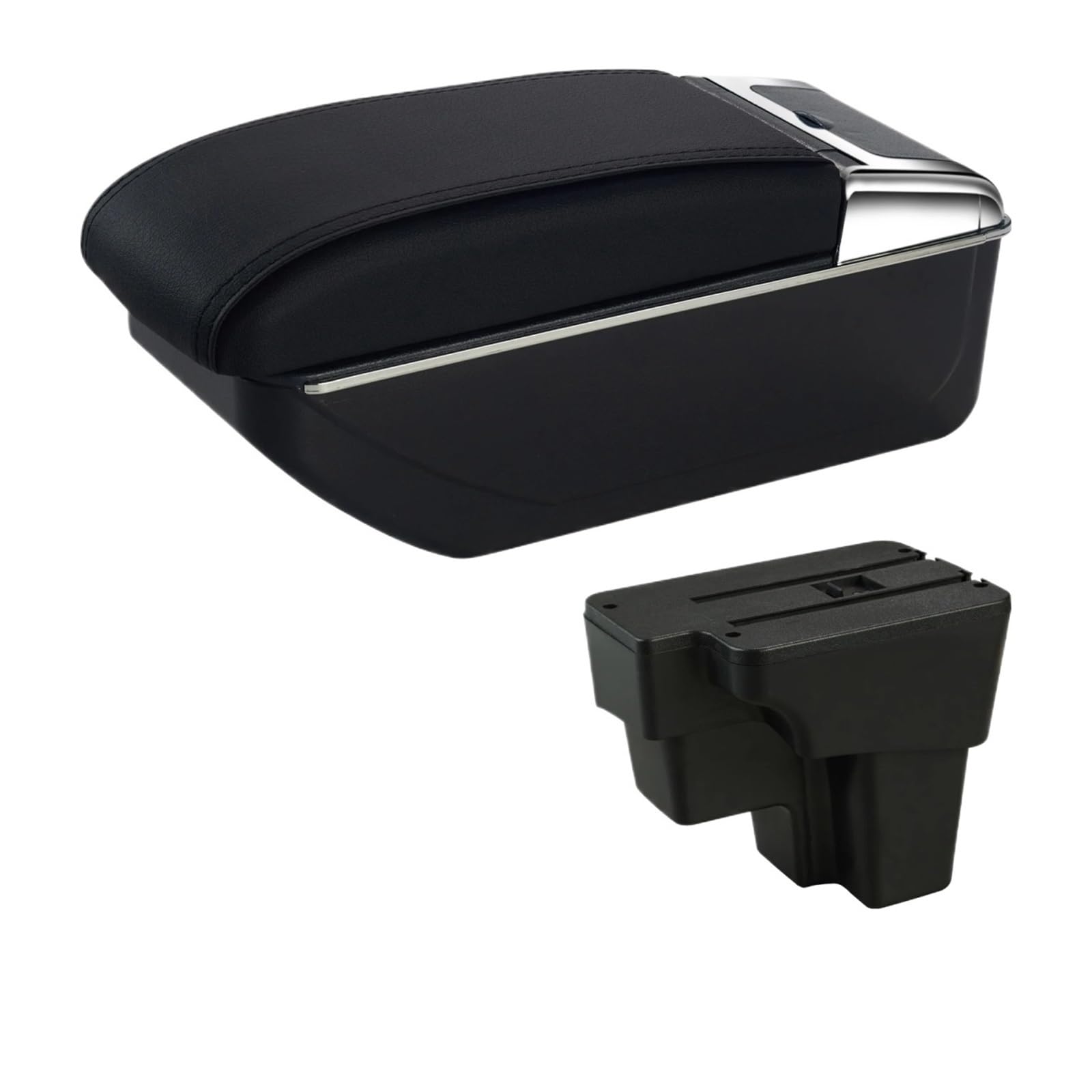 Ggwqoops Car Armrests For KIA For RIO 2015-2024 Cerato Car Armrest Storage Box Dedicated Interior Accessories Armrest Box(A2 Black Line No USB)