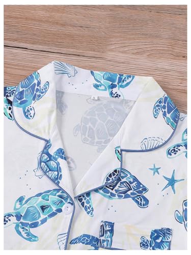 Image of Verdusa Women's 2 Piece Pajama Sets Cute Printed Fall Pajamas Sleepwear Button Up Shirt with Pants Lounge Pjs