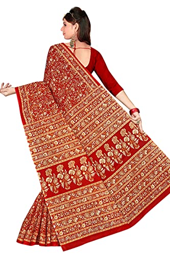 Image of TAMAIRA FASHION Mulmul Pure Cotton Saree For Woman Kalamkari Printed|Office Wear Daily Wear Sarees For Women Without Blouse Piece (Available in 9 Colours)