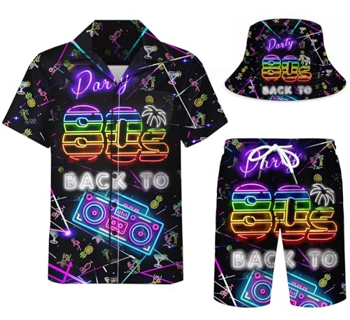 Men's 2 Piece Tracksuit funny hawaiian shirts for men Button Down Shirt Shorts rave Outfits With Bucket Hats