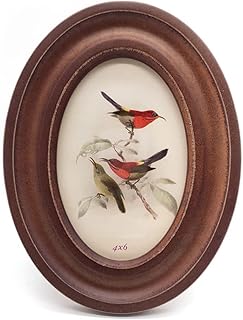 YONGYAN Oval Wooden 4x6 Inch Picture Frame Vintage Photo Frame for Wall Hanging or Tabletop Home Decoration (Brown)