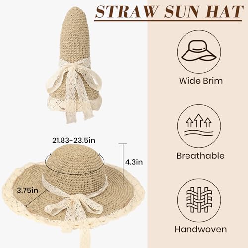 Image of Beach Hats for Women - Beach Hat Womens UPF 50+ | Packable Sun Hat Women Roll Up, Wide Brim Straw Hat for Women