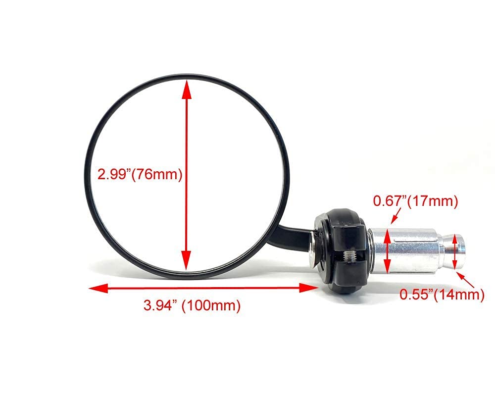 Rétroviseur de Guidon Pour Moto Rond 22mm avec Embout | En Metal | Couleur Noir | Cafe Racer | Roadster | Par 2
