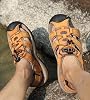 Sandalias de Punta Cerrada para Hombre HNVAVQ, para Senderismo al Aire Libre, Deportivas para Agua, Caminar, Verano, Zapatos de Pescador de Cuero 4