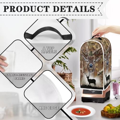 Image of Talayituse Elk Hunting Camo Forest Print Blender Dust Cover, Fingerprint Protection Cover for Stand Mixer or Coffee Machine, Home Kitchen Appliance Covers for Stain Dust Resistant Supplies