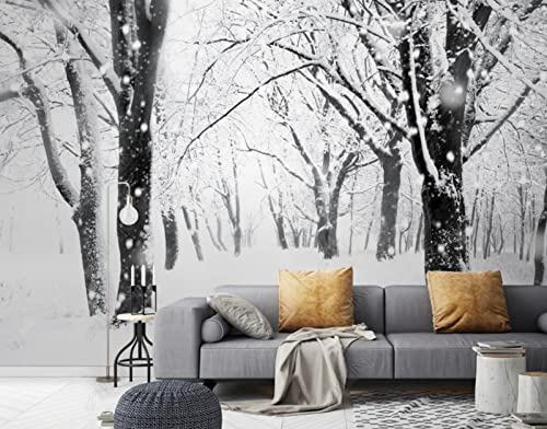 Papel tapiz fotográfico Bosque nevado 3D Papel tapiz no tejido Sala de estar Dormitorio Tapiz Póster Decoración de pared 200 CM (W) * 140 CM (H)