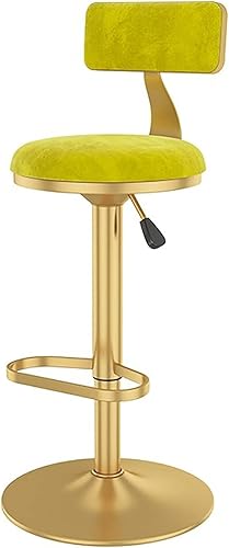 Miniatura 5 de Taburetes de bar giratorio de terciopelo con respaldo y reposapiés dorado, sillas de cocina, desayuno, comedor, pub, cocina, mostrador de altura