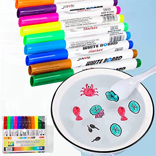 12pcs Colorful Magical Water Painting Pen,Painting Floating Marker Pens,The Drawing Water Kit Set Toys Gifts