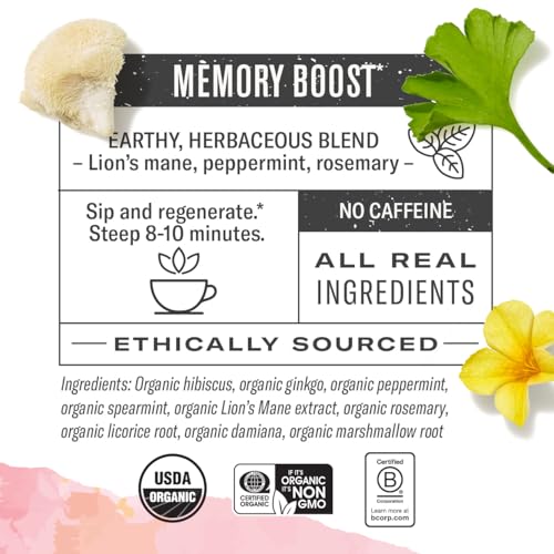 Image of Numi Organic Damiana Focus Tea, 48 Herbal Tea Bags, Caffeine Free