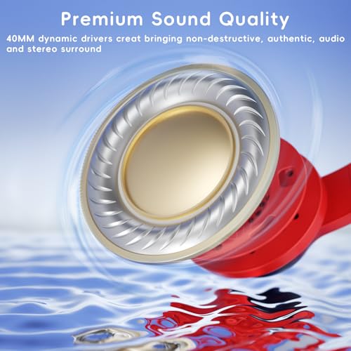 Image of Candy Bila Kids Headphones, Wired Headphones for Kids Over Ear with Microphone, 85 /94dB Volume Headphone for Girls Boys, Foldable Headphone for Learning & Entertainment, Gradient red to Dark Blue