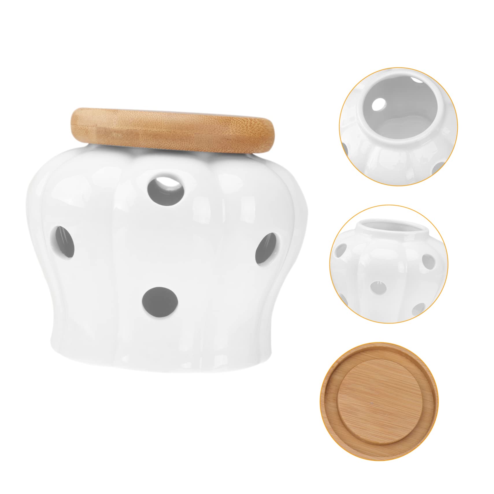 Runde Keramik Aufbewahrungsdose mit Deckel für Knoblauch und Ingwer