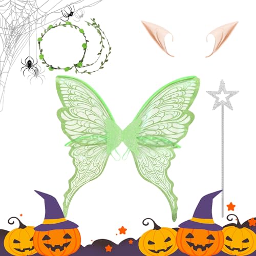 Ailes de fée papillon pour déguisement Halloween de femme avec serre-tête assorti