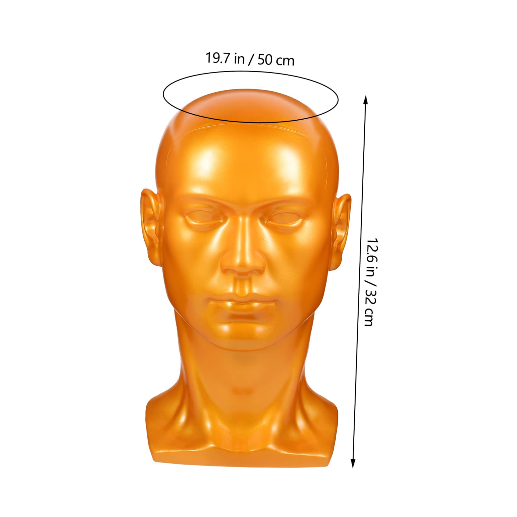 PartyKindom Cabeza Soporte Profesional de Pvc Dorado de Maniquí Masculino para Exhibición de Pelucas, Sombreros y Gafas en Uso Diario Hogar