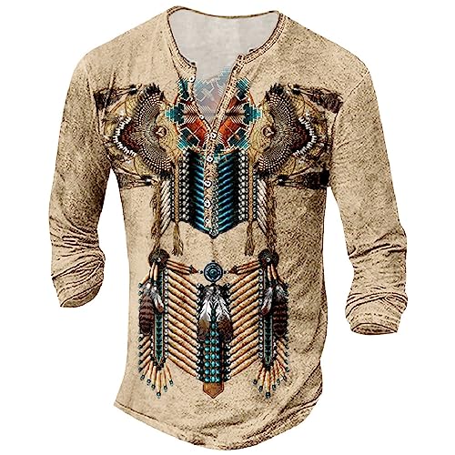 2025 Nouveau T-shirt Homme T-shirt Homme T-shirt Indien Impression Numérique 3D Décontractée - Chemise Chemise à Manches Longues pour Hommes Hauts Grande Taille,...