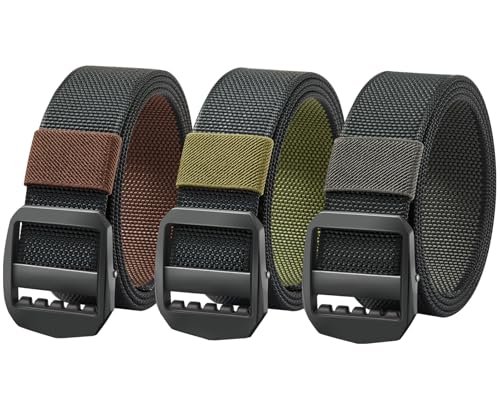 3-Packs Tactical Convertible TDU Belt, Military Style Heavy Duty Nylon Webbing Waist Belt, Breathable, Fade-and Fray-Resistant