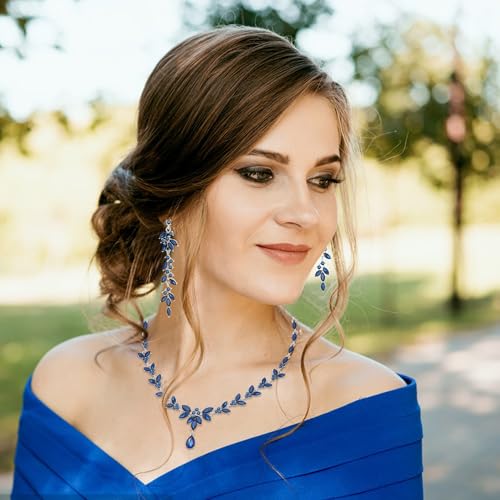 Wedding Jewelry Sets for Bride Bridesmaid Bridal Jewelry Set for Women Wedding Crystal Necklace Earrings Bracelet Set for Party Prom Jewelry2