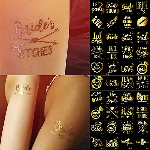 10 pz/Lotto Misto Oro Flash Team Sposa Trible 40 Disegni Tatuaggio temporaneo Decorazione della Festa Nuziale Hen rifornimenti del Partito