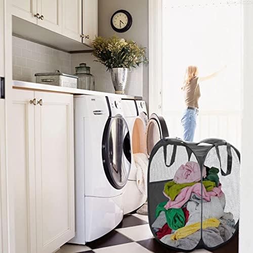 VIKSAUN Collapsible Laundry Baskets Pop up Laundry Hamper Bins Folding Washing Basket Storage Bin with Handles for Clothes Tidy Storage Utility Room Bathroom Nursery Washable (Black)