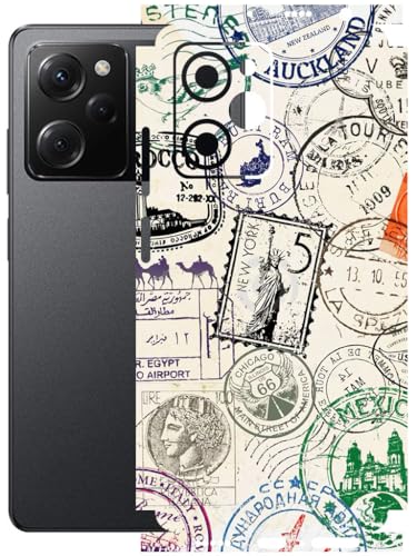 Image of AtOdds - Full Body Back Screen Guard Protector Film - Lamination Wrap Skin Sticker Compatible with Poco X5 PRO (5G) | Scratchproof Matte Finish (Stamps)