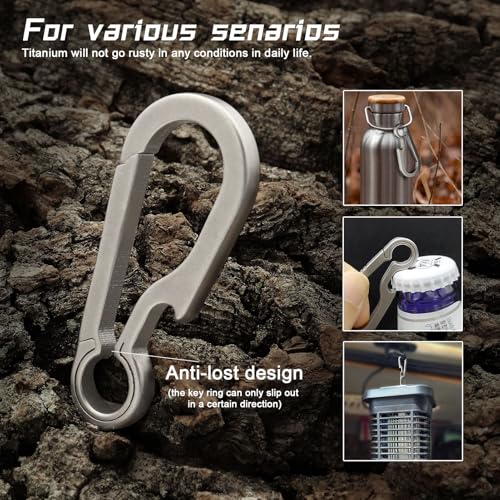Image of Titanium Carabiner Keychain Clip, Minimalist Keychain Key Clip EDC Quick Release Hooks