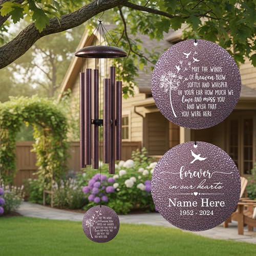 Image of Memorial Wind Chimes for Loss of Lover One, Mom, Dad, Outside Deep Tone 30 /36 /45 inch Windchimes in Memory of a Loved One, Sympathy Gifts for Bereavement Produced in Texas