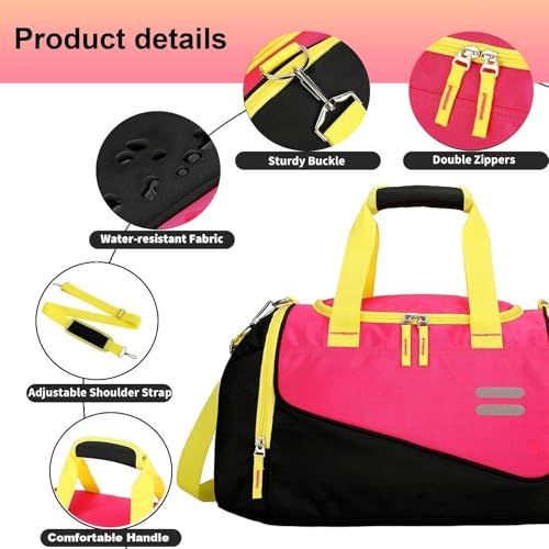 Image of Urbanstand Gym Bag for Men & Women - 30L Duffel Bag with Shoe Compartment, Weekender Water Resistant Sports Duffle Bag for Travel, Fitness & Workouts, Pink Yellow