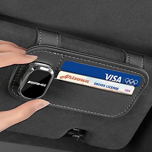 KAPROVER Porte-Lunettes de Soleil pour Voiture pour Mercedes Benz AMG C E S M GLK CLA GLC GLE CLS SLK, Porte-Lunettes en Cuir,Étuis à Lunettes & Rangement pour Cartes Cover