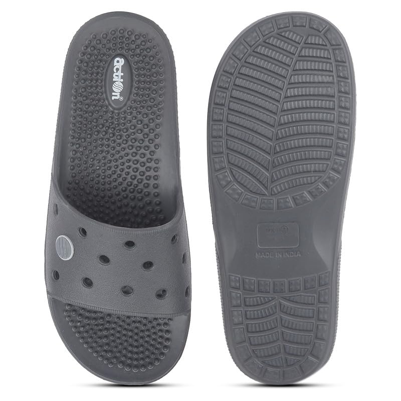 Image of ACTION Men's Acupressure EVA Slide Slippers | Lightweight | Massage Footbed | Anti-Skid Sole | Waterproof | Quick Dry | Indoor & Outdoor Comfort Slides