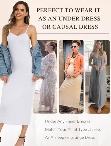 Image of Vlazom Women Full Slips Sexy Soft Slip Dress for Under Dress Spaghetti Strap Cami Slip Chemises V Neck Negligee S-3XL