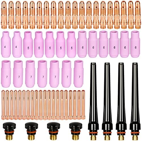 Alffun 68pcs TIG Torch Consumables Accessories KIT for TIG Welding Torch PTA DB SR WP 17 18 26 Back Cap/Collet Body/Alumina Nozzle…