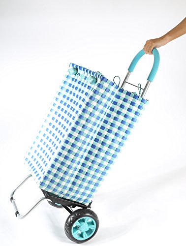 Image of dbest products Trolley Dolly Shopping Grocery Foldable Cart Storage Mom, Blue Polka Dot