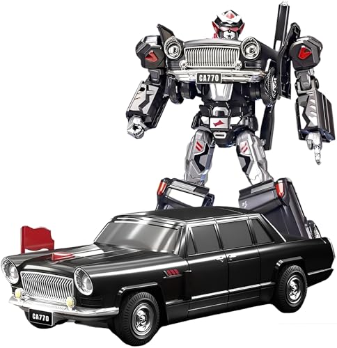Image of 2-in-1 Die-Cast Transforming Robot Car Action FigureToy - Classic Sedan Model with Realistic Details, Durable Alloy Build, and Design for Kids and Collectors