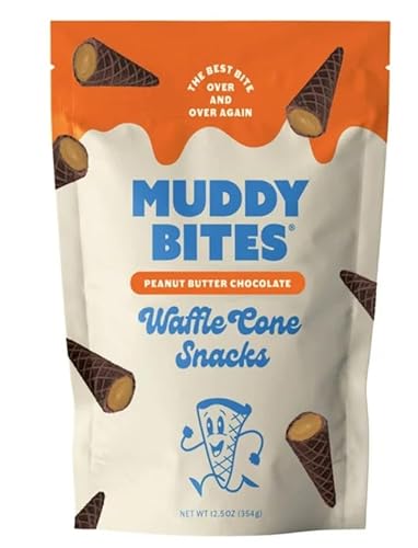 Muddy Bites Peanut Butter Chocolate Waffle Cone Snacks, 12.5 ounces.